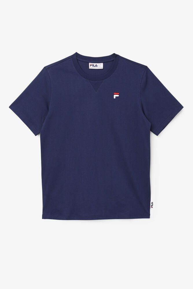 Fila T-Shirt Derion Mens Navy - India VAB-172590